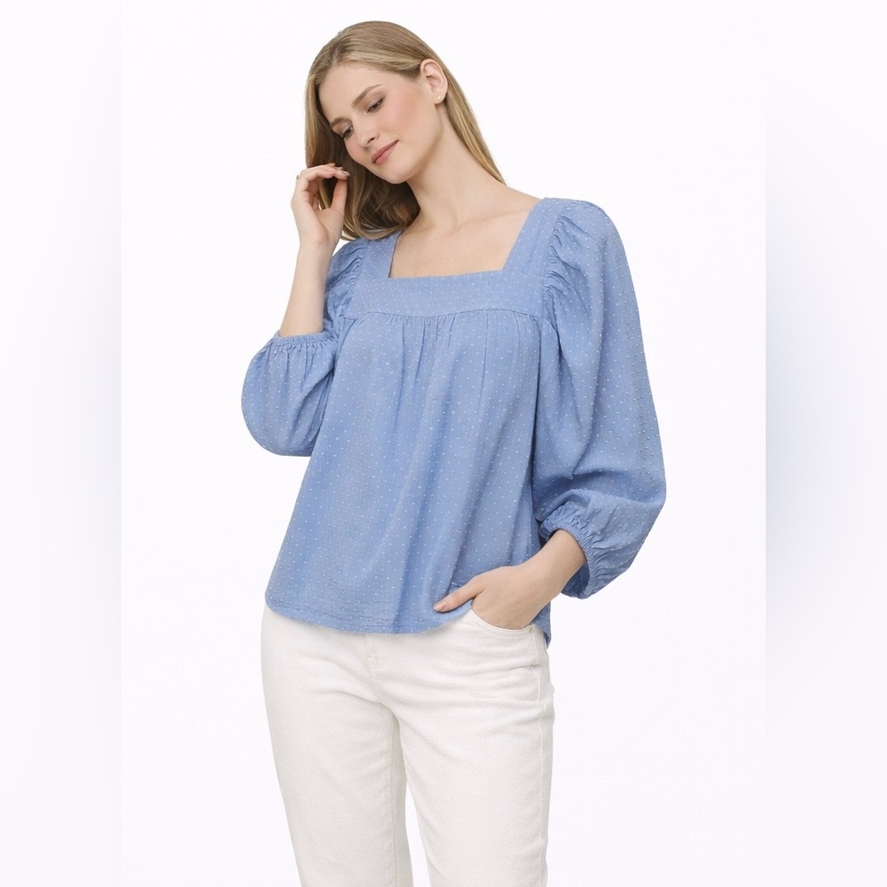 🦋 Blue Balloon Sleeve Blouse